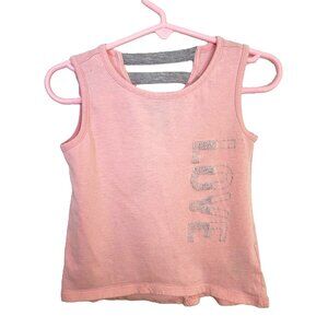 Ideology Graphic Tank Top Glittered Text LOVE  Pink Silver 4T